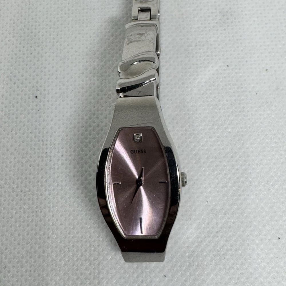 Guess Women's Watch with Silver Band and Pink Dial